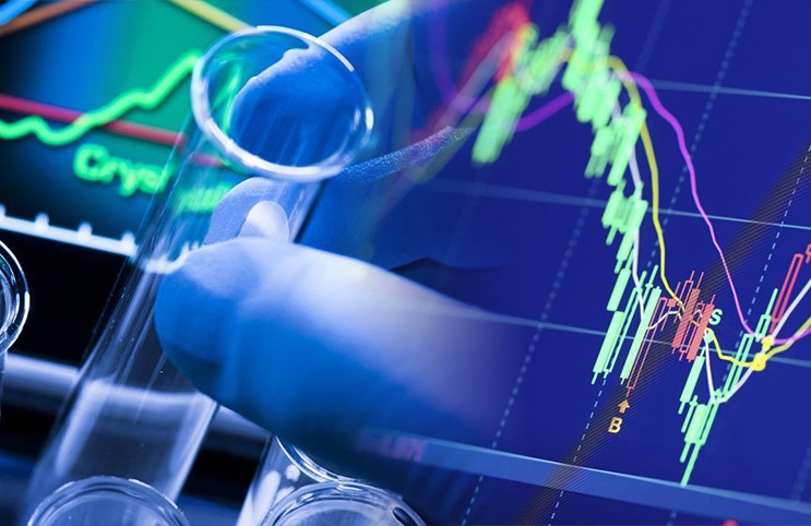 Beaker and stock chart